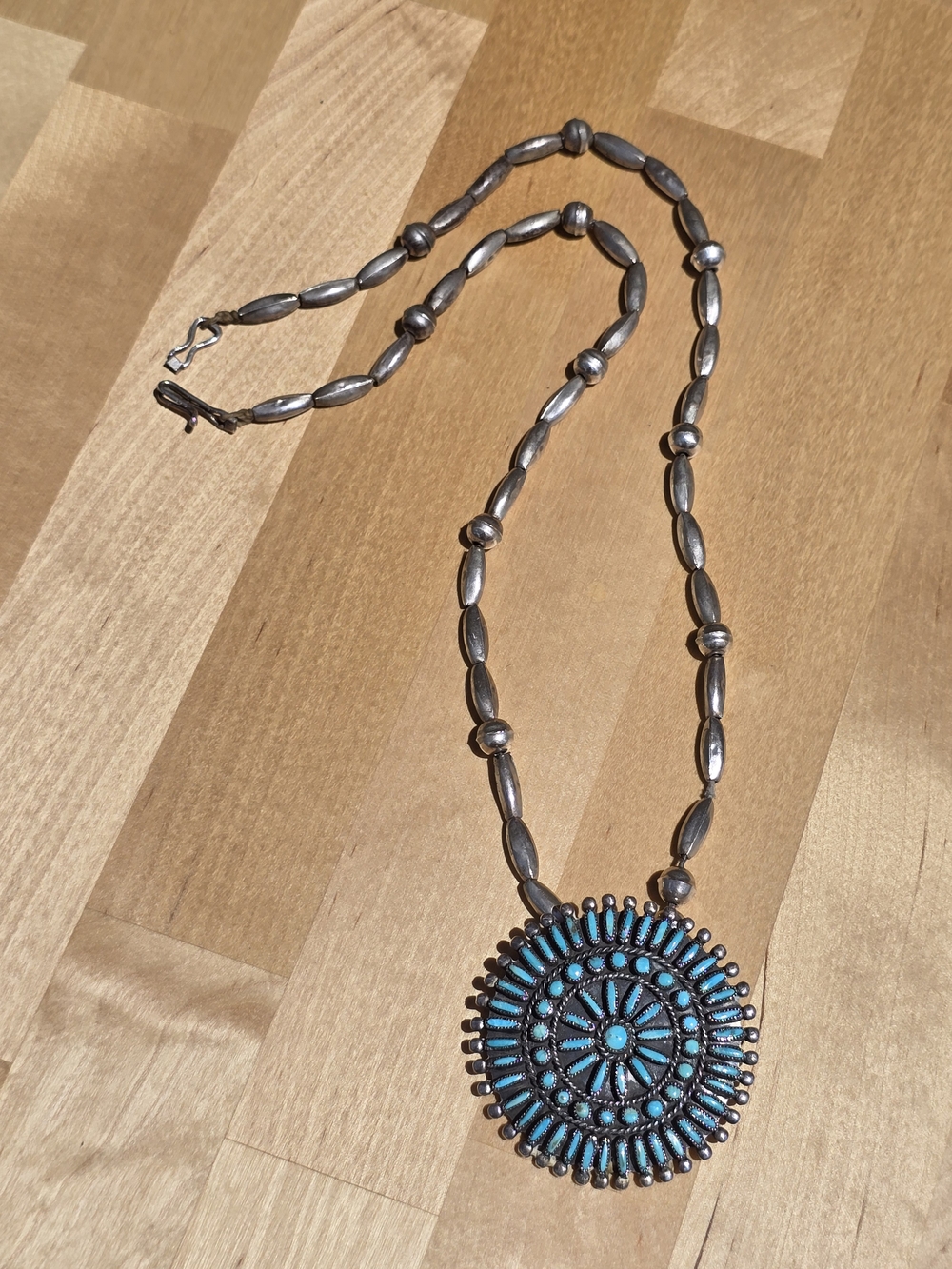 Vintage Victor Moses Begay Zuni Turquoise Medallion Necklace